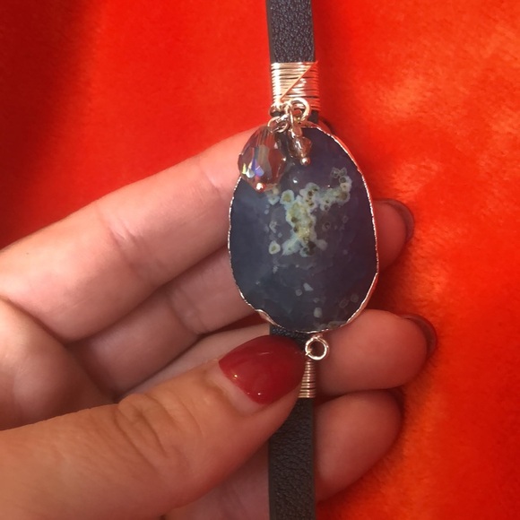 NWT Turquoise Boho Style Leather Belt With Stone - Picture 6 of 14